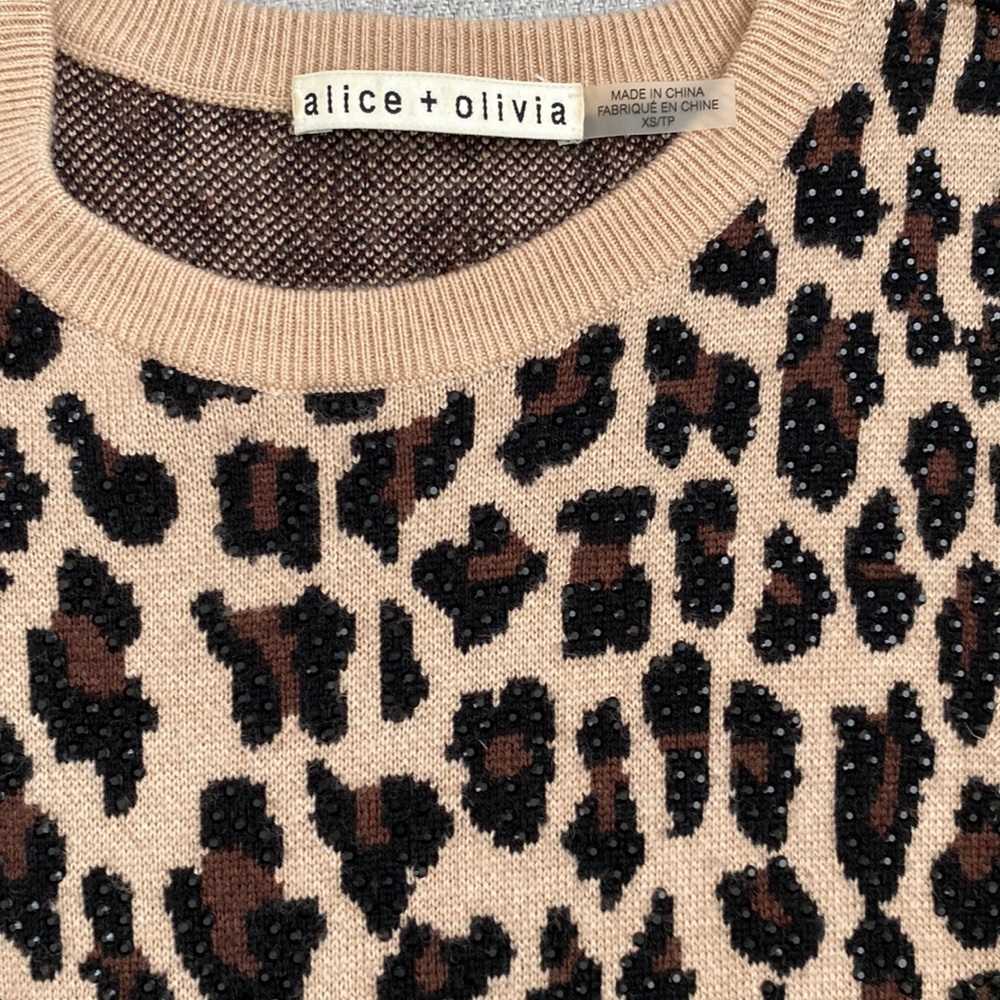 Alice And Olivia Connie Embellished Leopard Sweater size XS - Picture 5 of 13